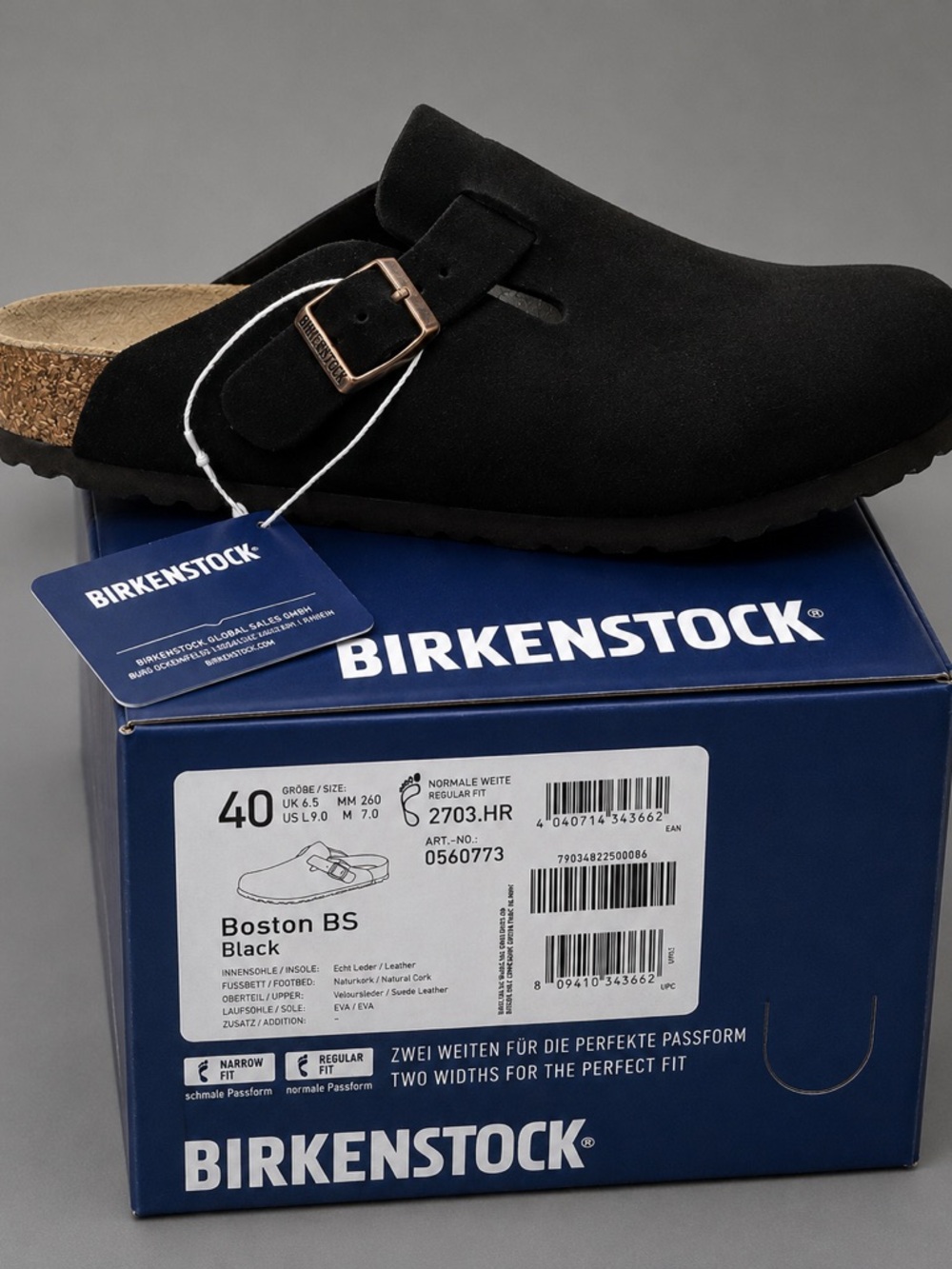 Birkenstock Boston BS Soft Footbed Clogs – Black Suede – Women’s US 9 / EU 40